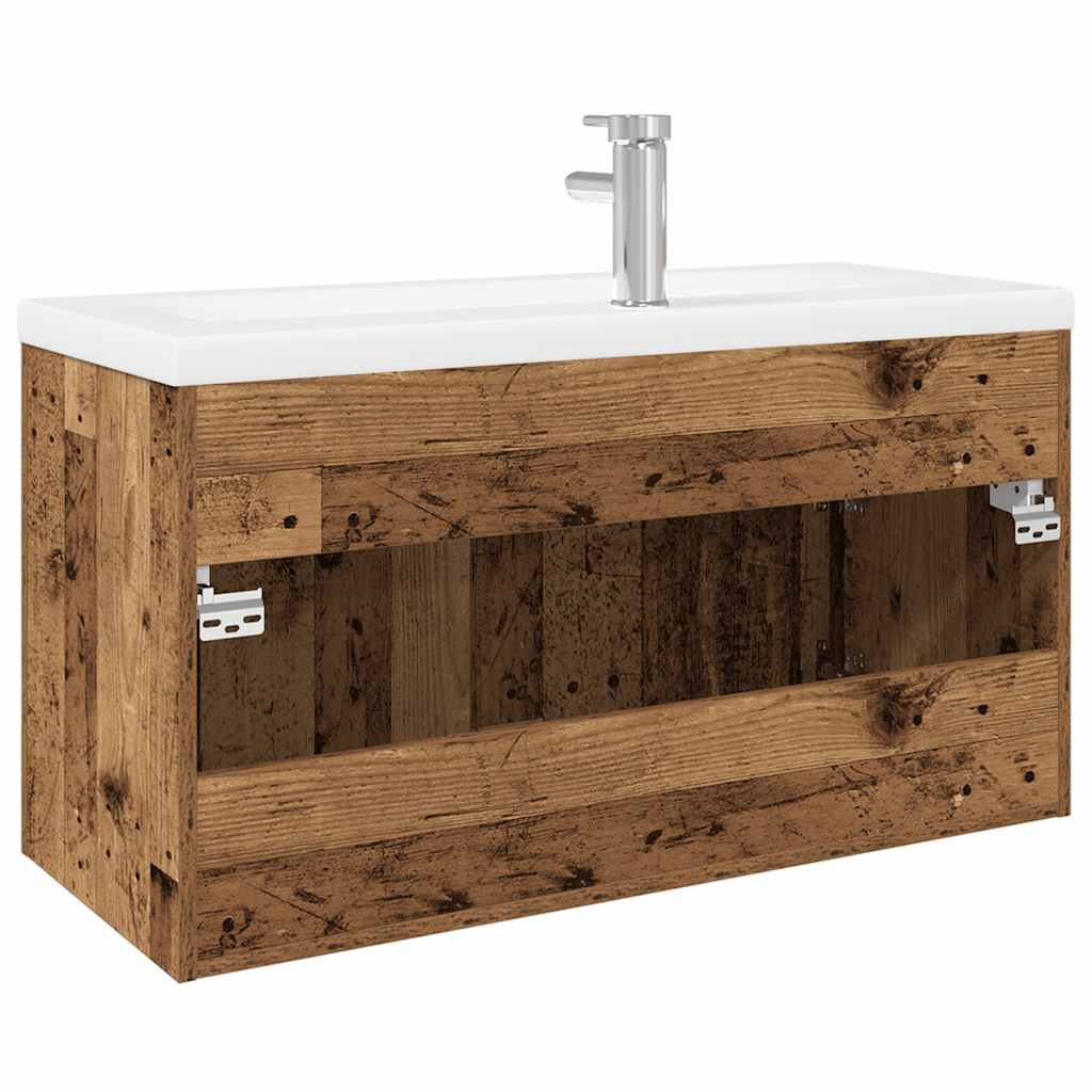 Sink Cabinet with Built-in Basin Old Wood Engineered Wood